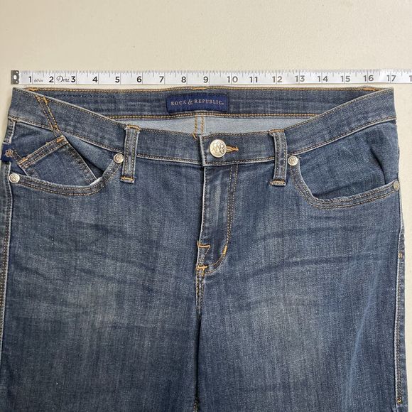 Rock‎ & Republic Kasandra Women's Dark Blue Mid Rise Jeans Size 12 - Picture 9 of 14